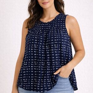 Ana Collection Elegant Navy Sleeveless Blouse
